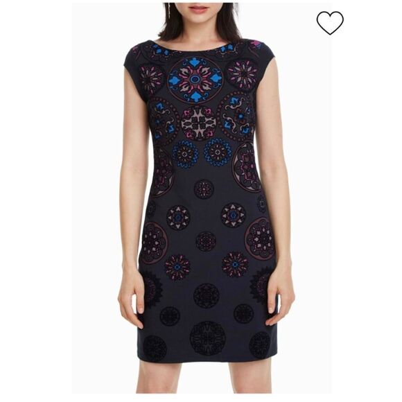 Desigual Sofia dress velvet mandala cutout bodycon mini sz l euc - Picture 3 of 8